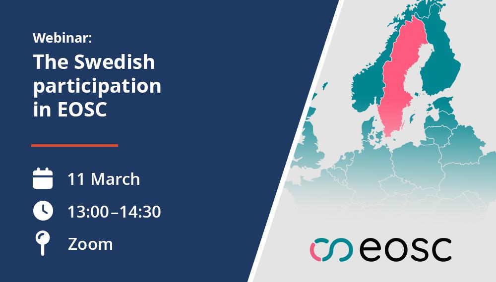Information in Swedish on time and location for the webinar with a map of Europe with Sweden highlighted in red.