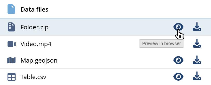 Screenshot from Researchdata.se with files that can be previewed or downloaded.