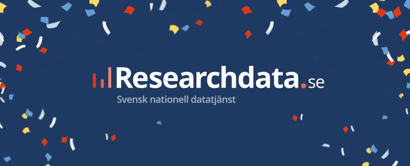 Researchdata.se logo and konfetti