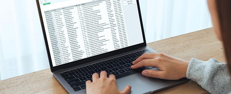 Woman looking at screen with the dmp checklist
